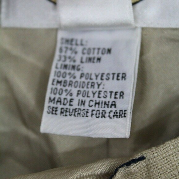 Talbots Lined Embroidered Beige Linen Blend Size 10‎ (30x28) - Picture 4 of 8